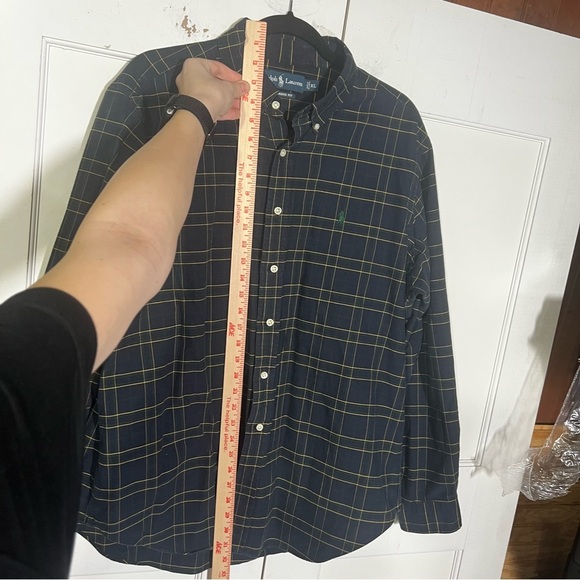 Polo Ralph Lauren Button Down Shirt Plaid Navy Green Yellow Size XL Pony - Picture 4 of 8